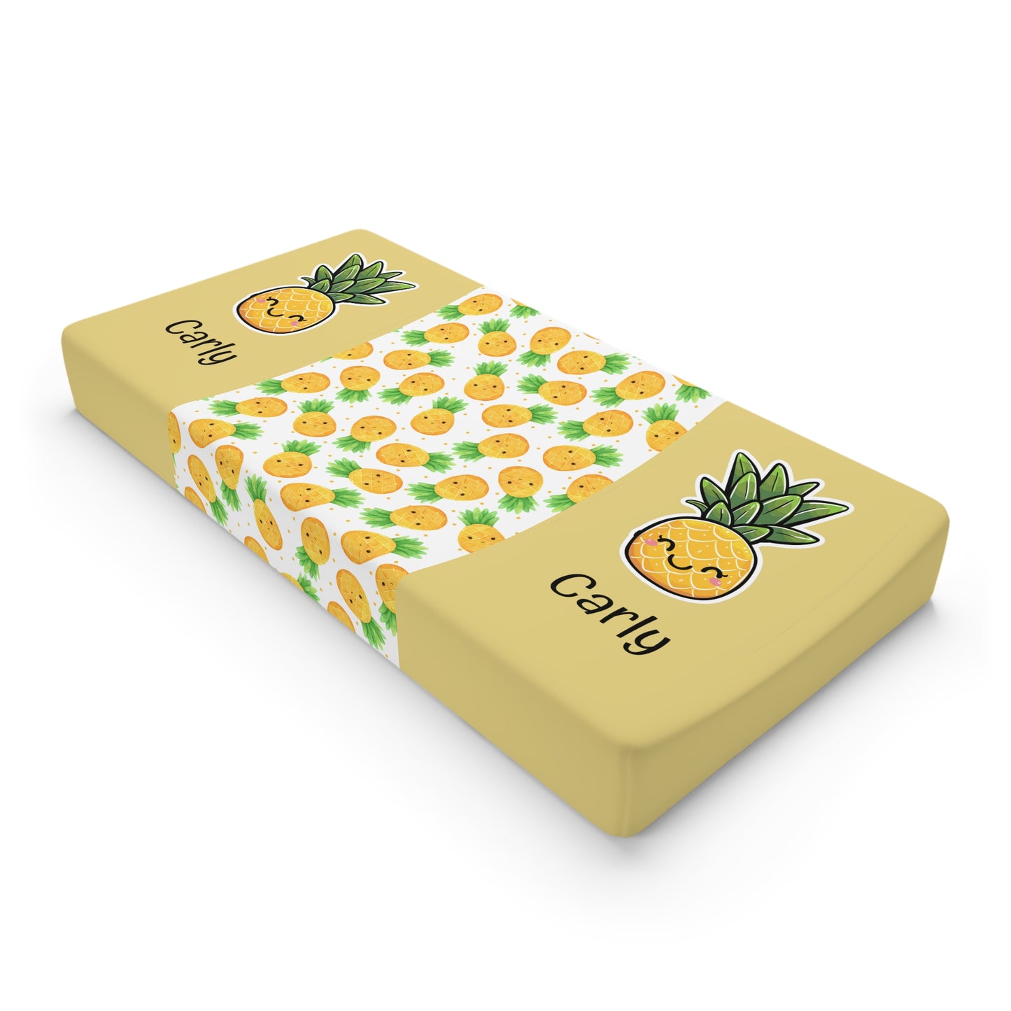 Personalized Pineapple Baby Changing Pad Cover — Cute Tropical Nursery Essential