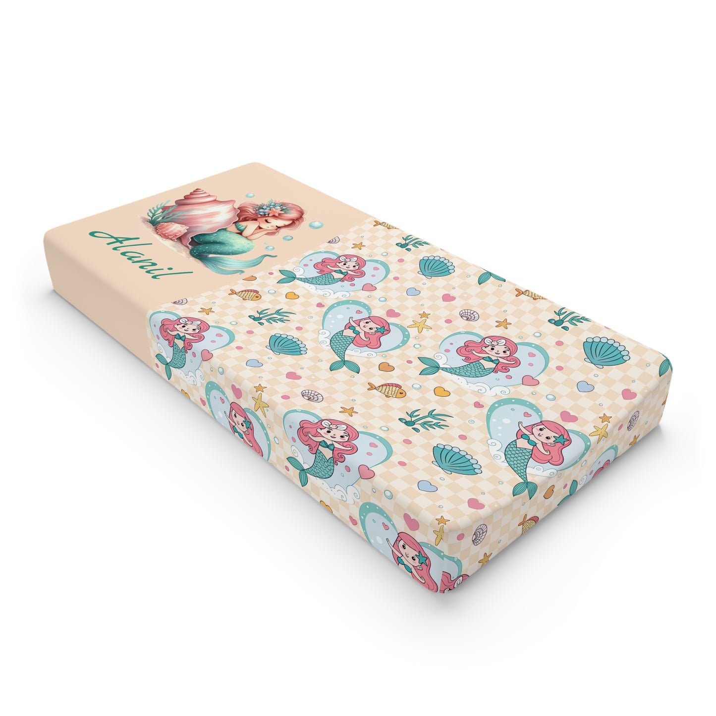 Mermaid Baby Changing Pad Cover – Cute Pink & Teal Underwater Nursery Design