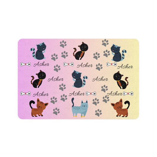 Personalized Cat Paw Pet Food Mat (12x18) – Custom Name Feeding Mat