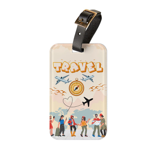 Travel Luggage Tag – Retro Plane Compass Design ("TRAVEL")