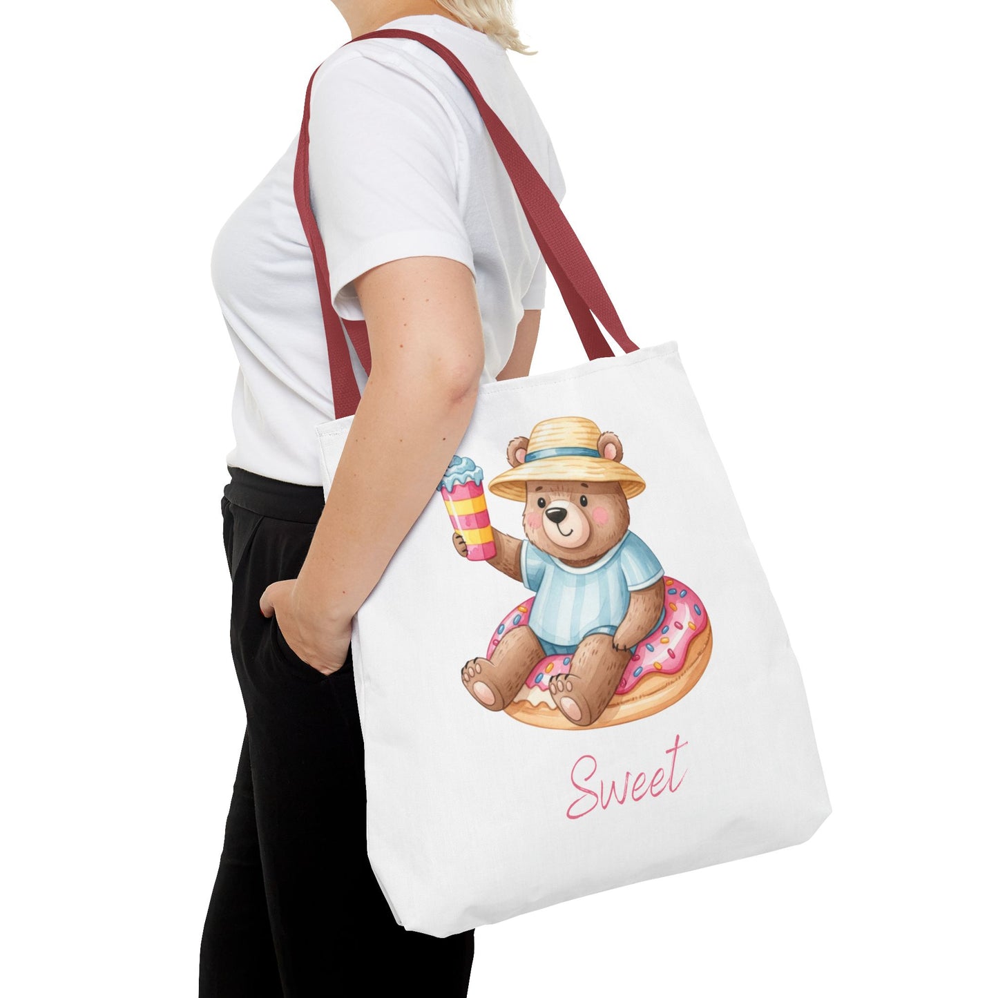 Sweet Bear Beach Tote - Cute Summer Teddy on Donut Float