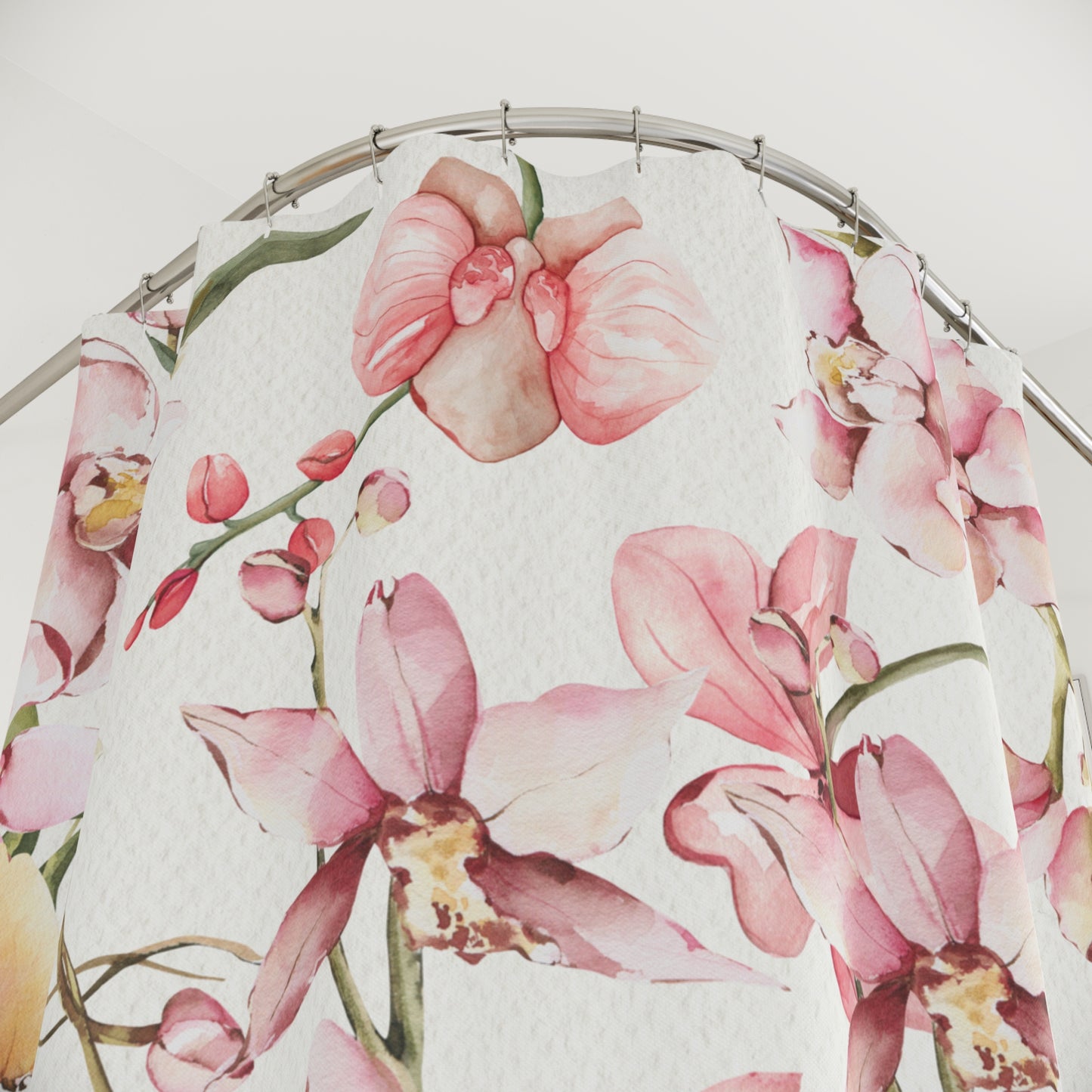Orchid Blossom Shower Curtain — Pink Floral Botanical Bath Decor