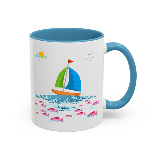 Sailboat and Red fish Coffee Mug