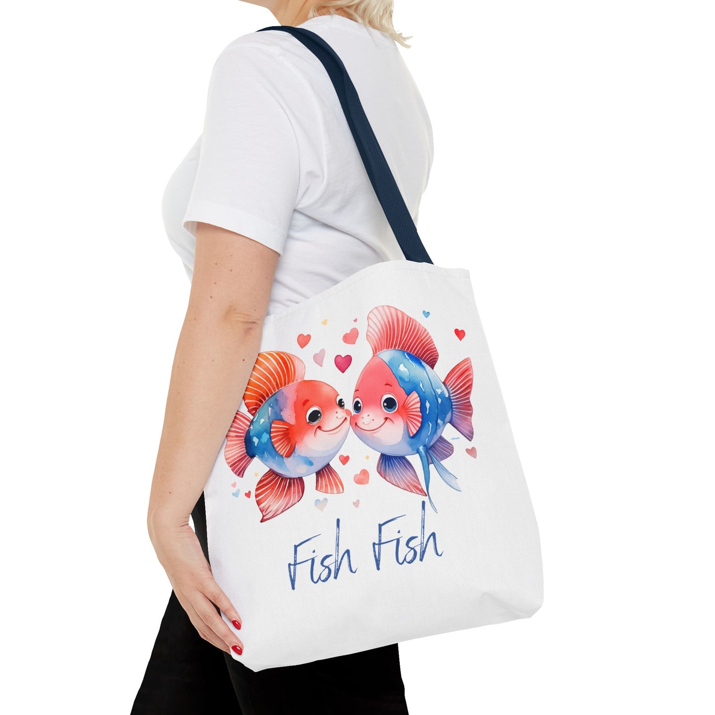 Cute Fish Couple Tote Bag — 'Fish Fish' Romantic Sea Life Beach Shopper
