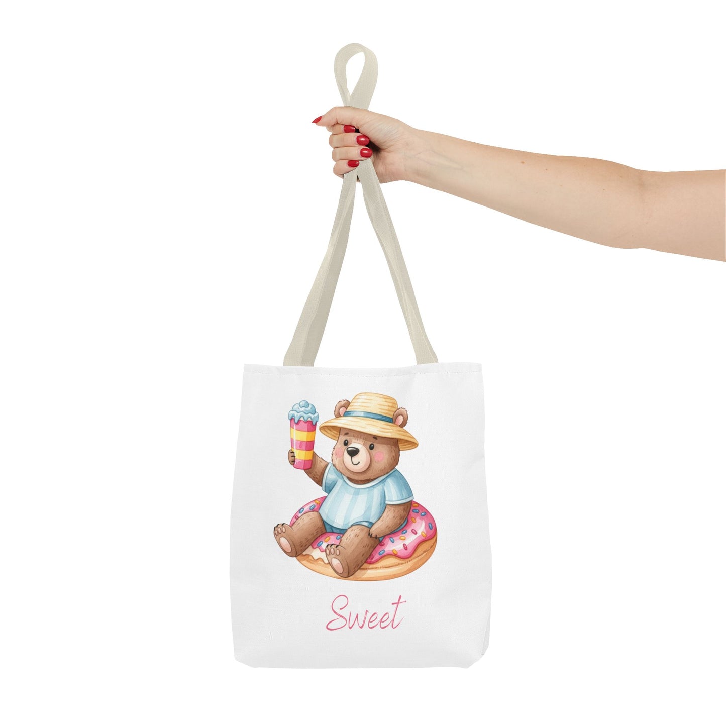 Sweet Bear Beach Tote - Cute Summer Teddy on Donut Float