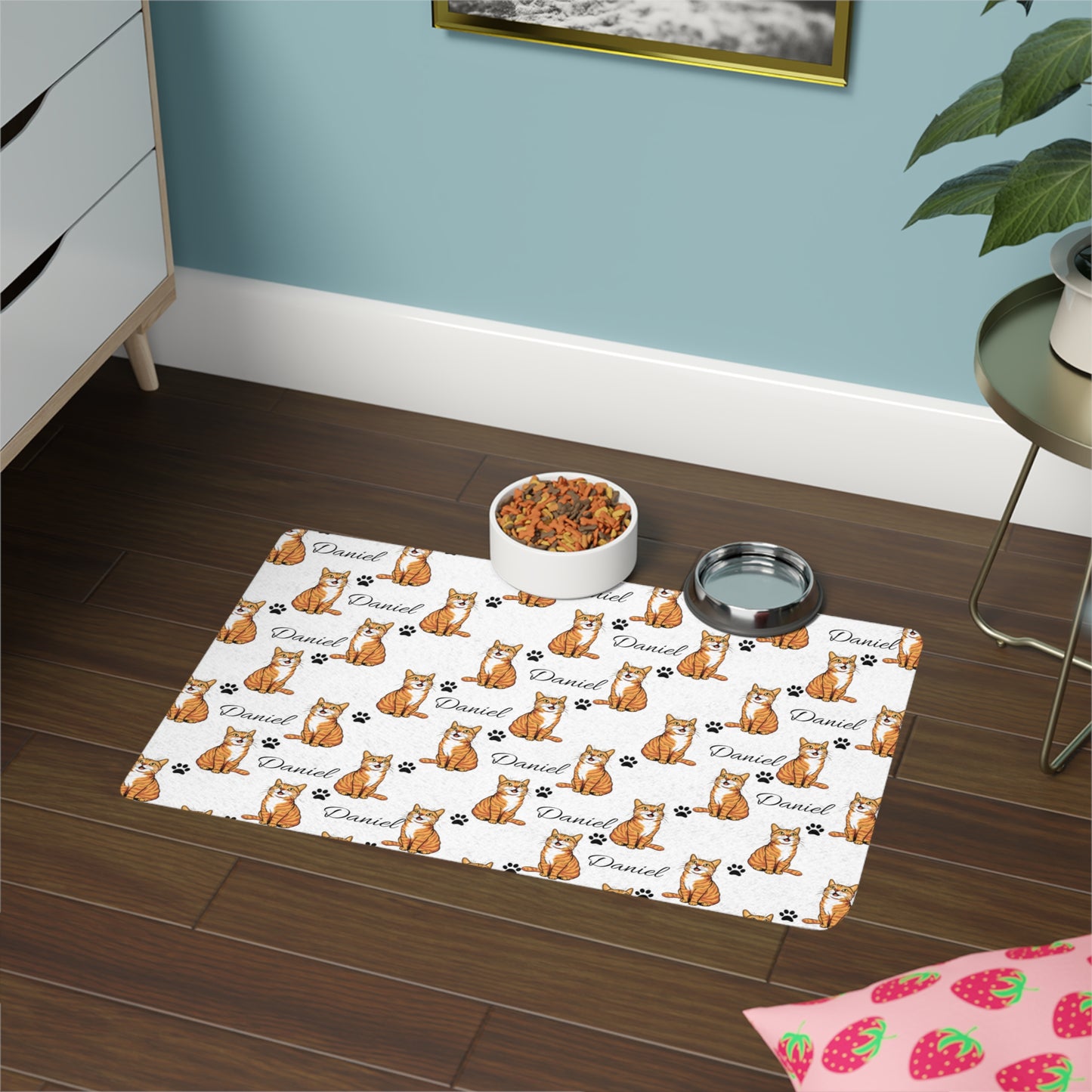 Personalized Cat Pet Food Mat (12x18) — Custom Name Feeding Placemat