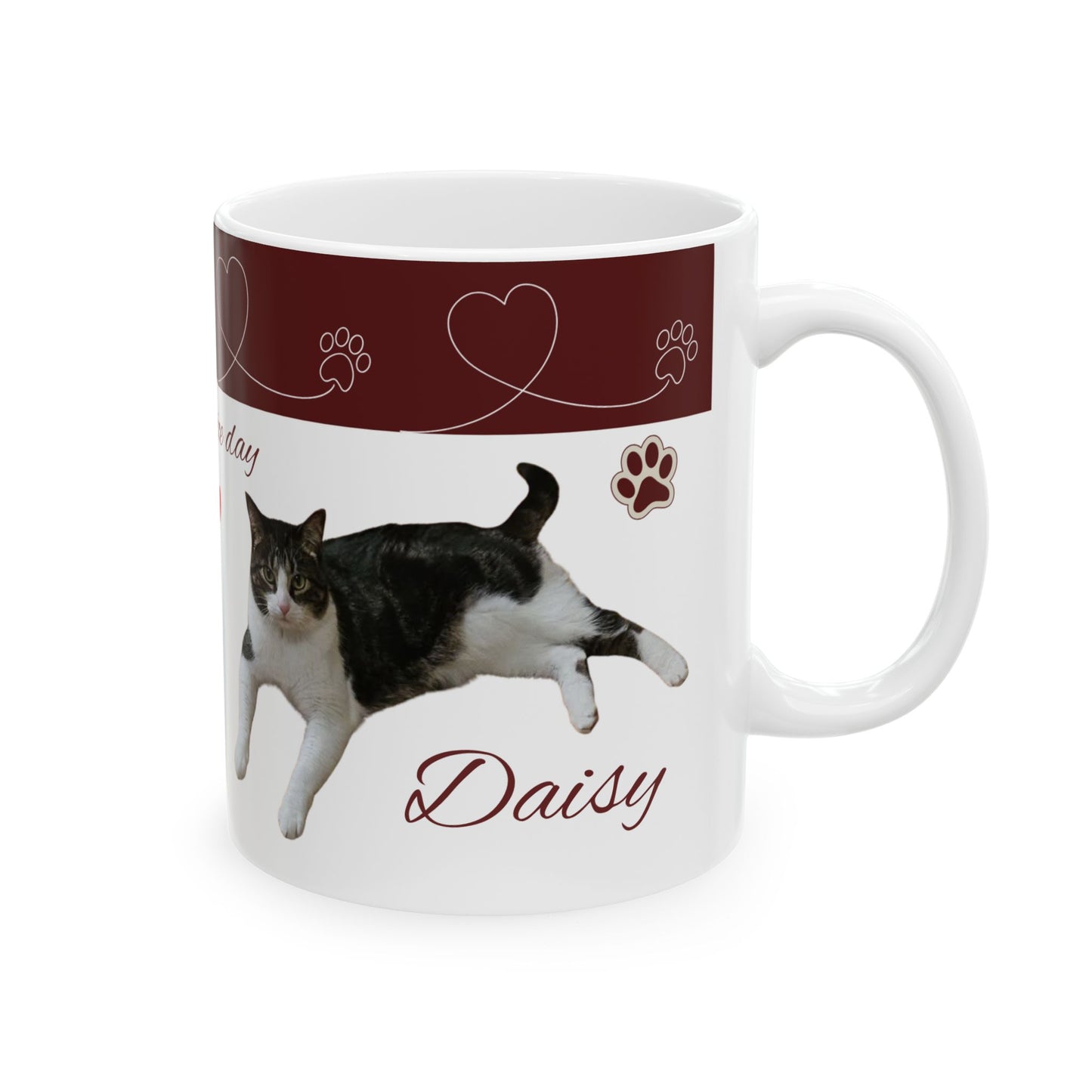 Have a Nice Day Cat Mug — Cute Paw Print Ceramic Coffee Cup (11oz/15oz)