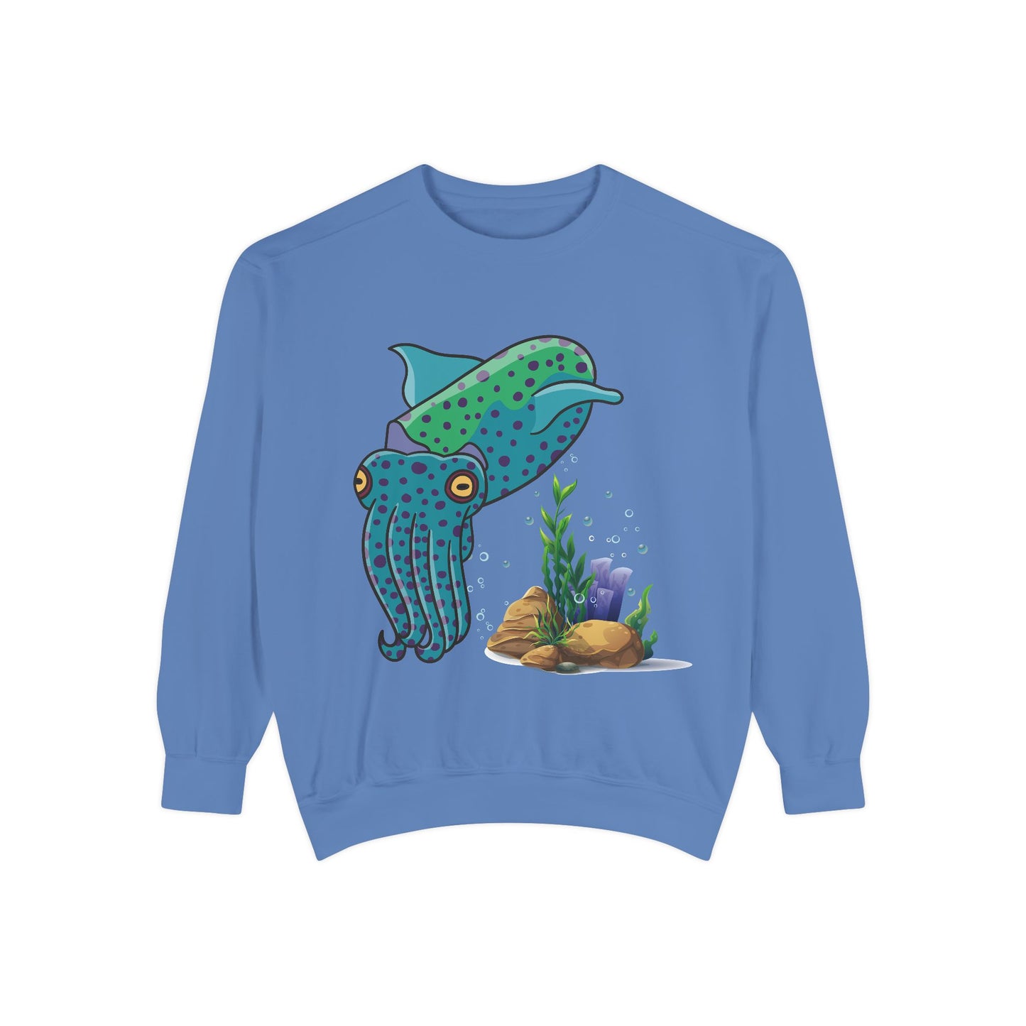 Cute with marine habitat coral and bubbles Unisex Garment-Dyed Sweatshirt