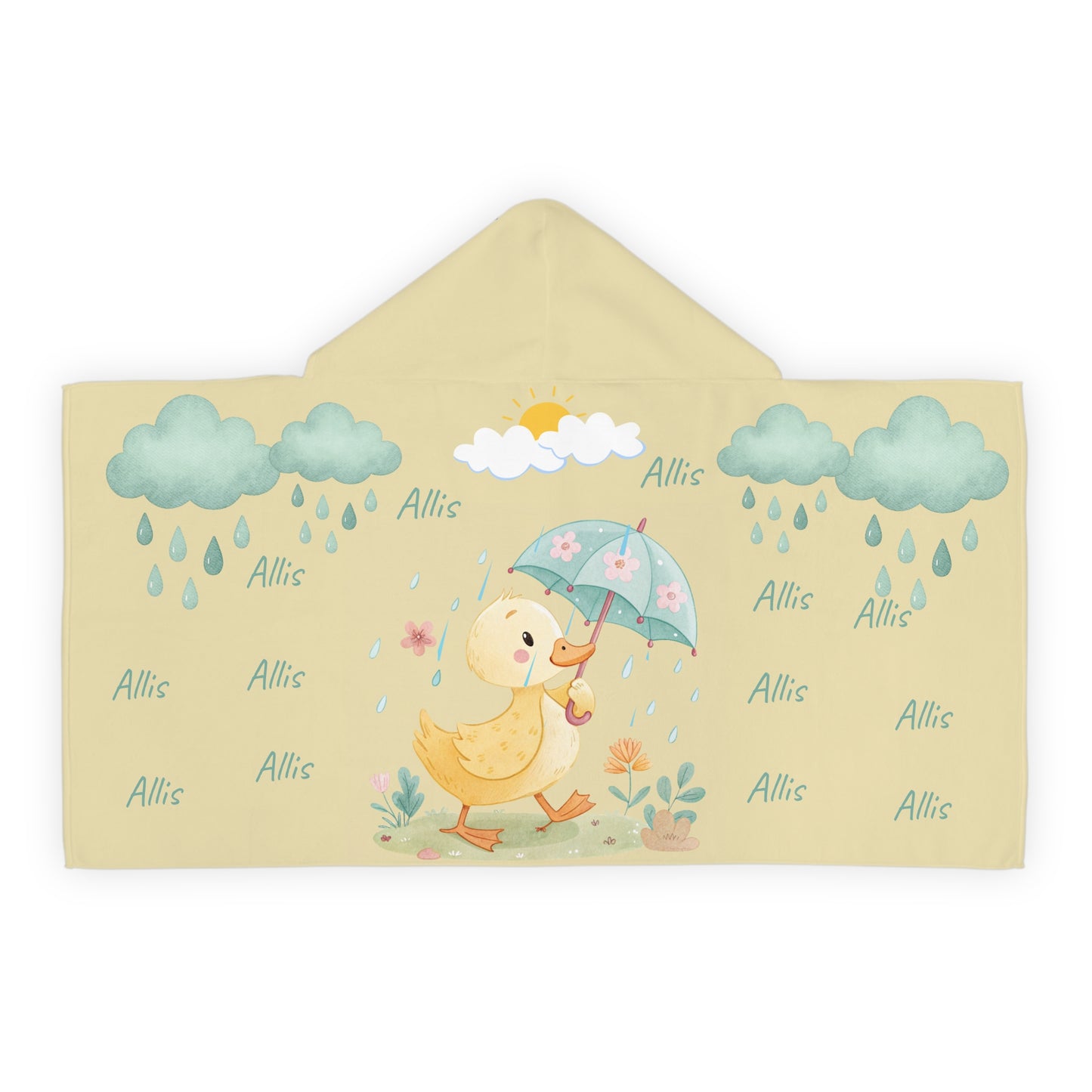 Duckling Hooded Towel — Personalized Kids Beach & Bath Towel with Umbrella Design