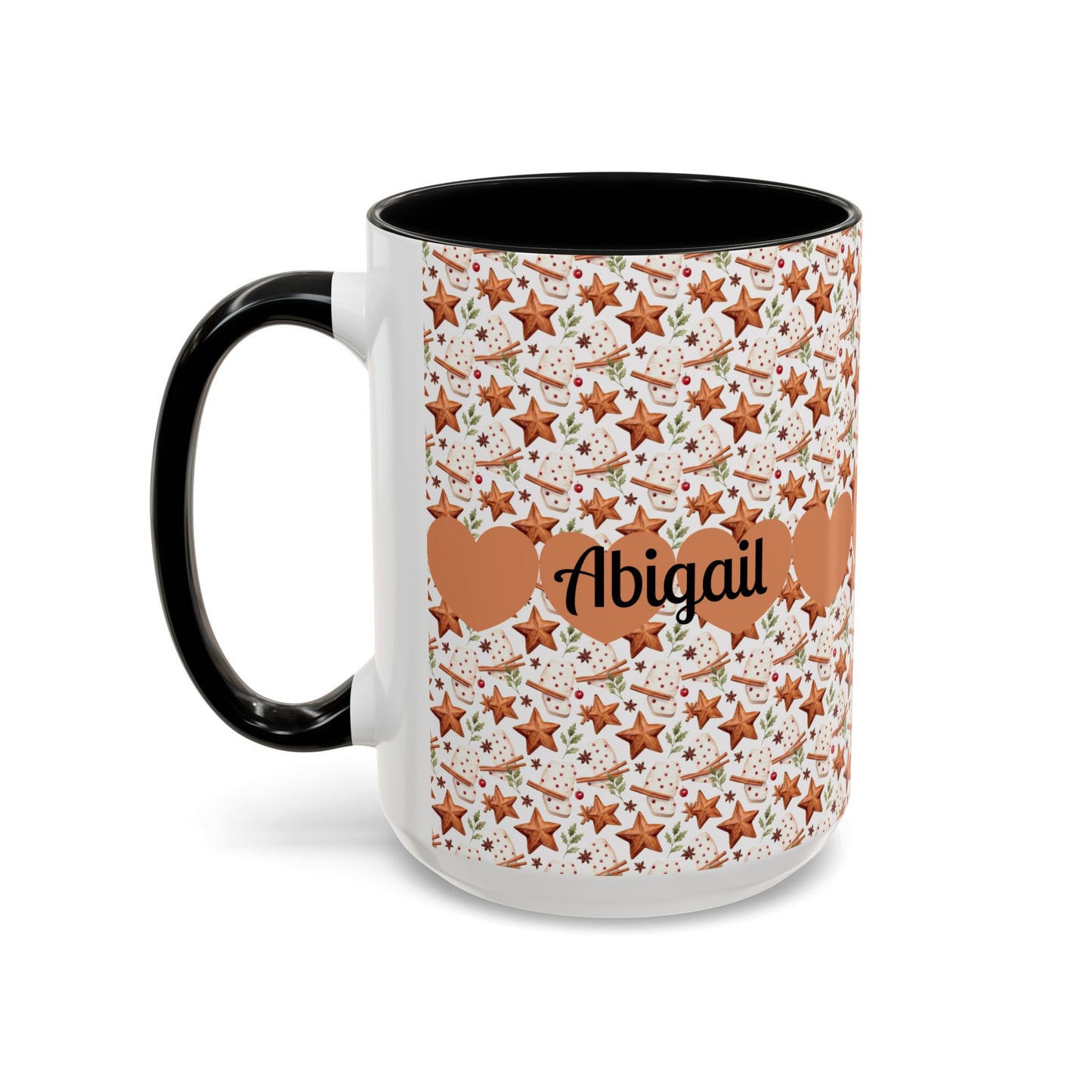 Personalized Accent Coffee Mug - Custom Gift, Floral Design, Heart Motif, Perfect for Birthdays, Anniversaries, Holidays