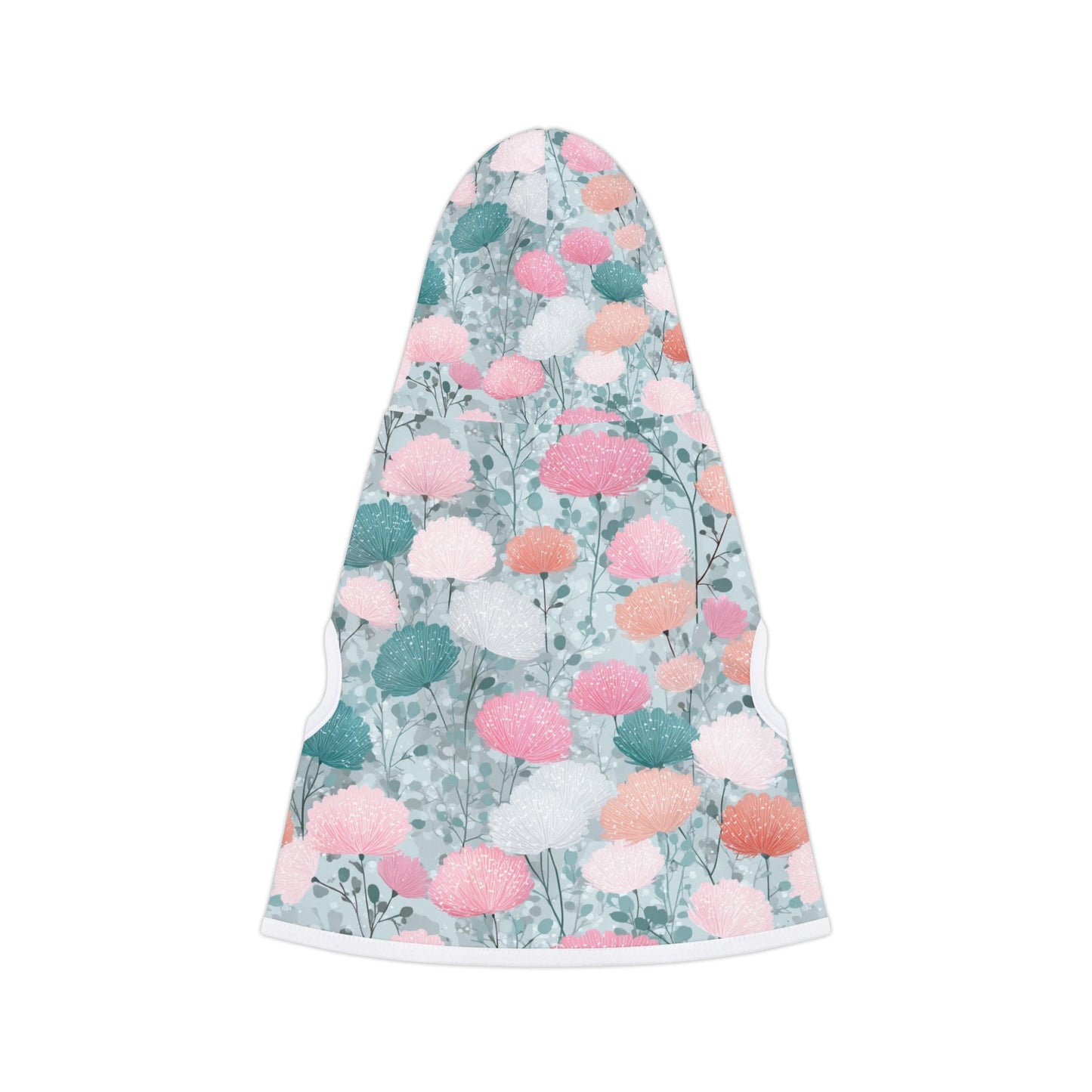 Dog Hoodie – Pastel Floral Pattern Pet Hoodie (Pink & Teal)