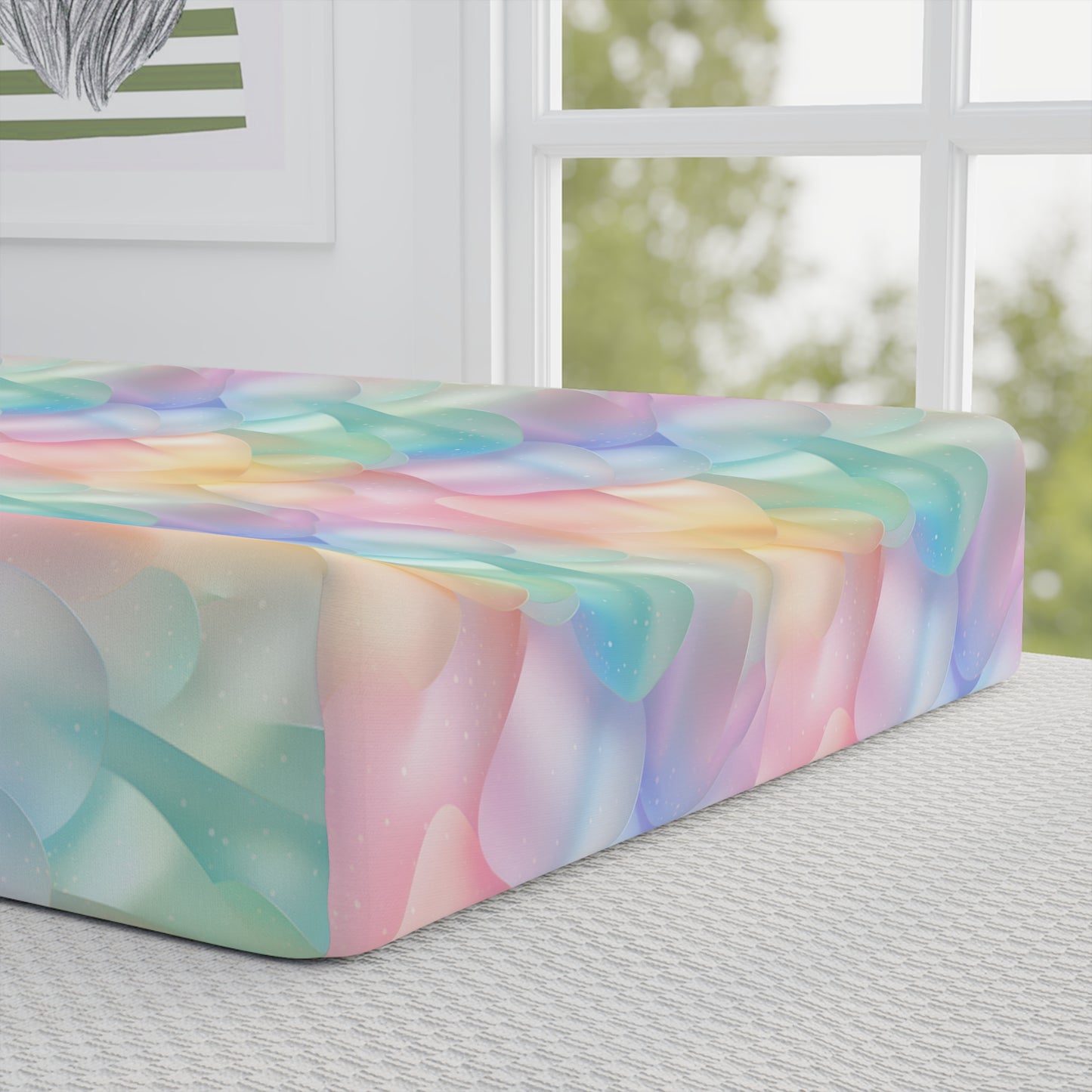 Baby Changing Pad Cover — Personalized Pastel Dinosaur Nursery Cover (Name Customizable)