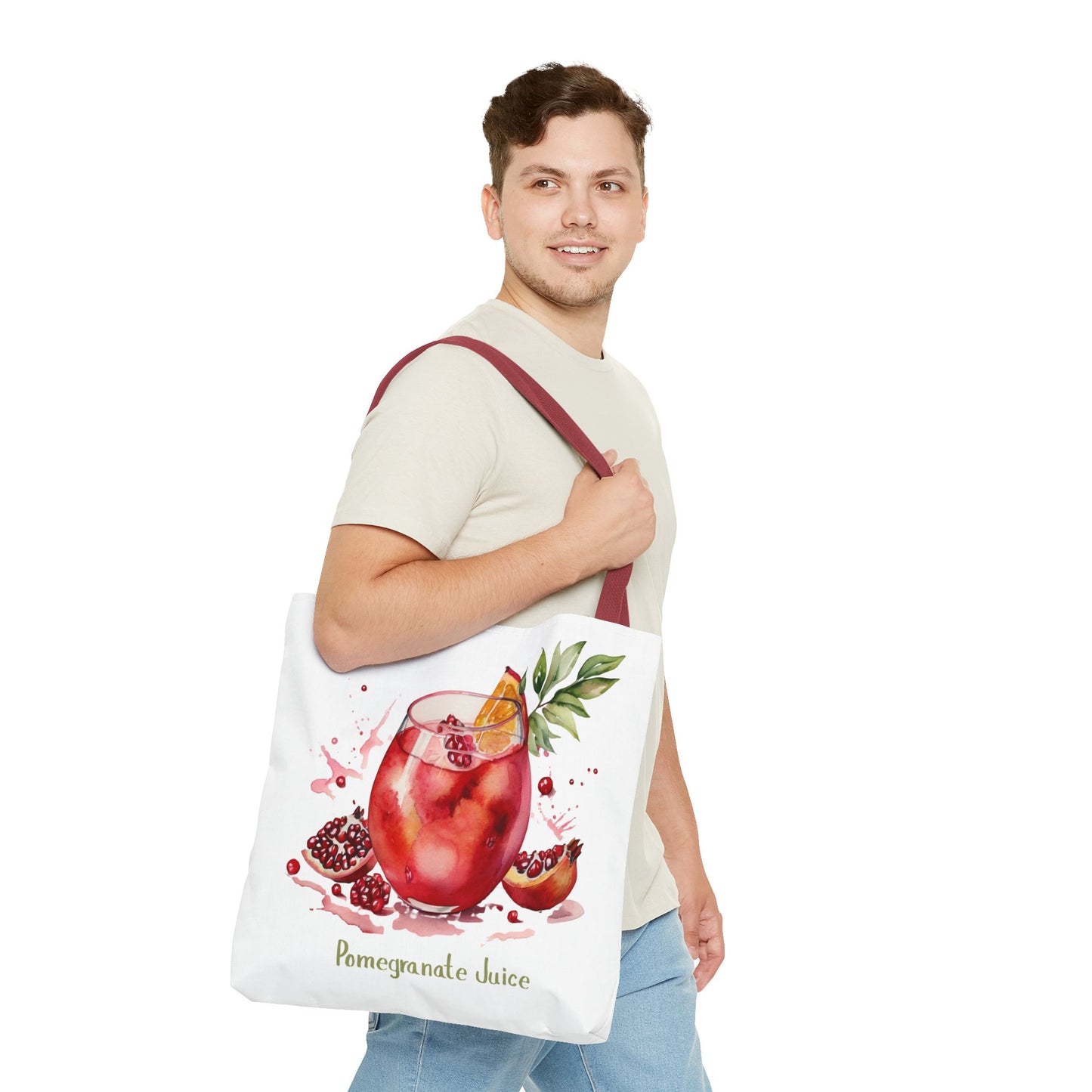Pomegranate Juice Tote Bag — Watercolor Fruit Canvas Tote