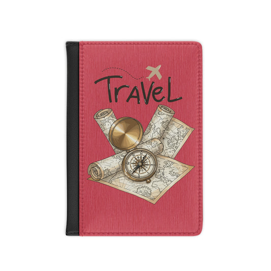 Travel Passport Cover with Compass & Map Design — Vintage Explorer Passport Holder