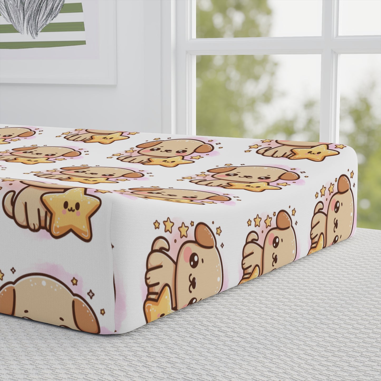 Baby Changing Pad Cover — Cute Star Puppy Pattern