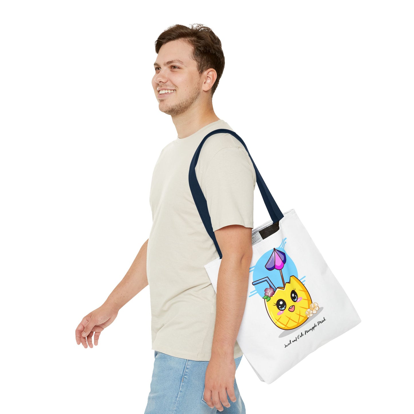 Pineapple Picnic Tote Bag — Cute Kawaii Tropical Drink Design