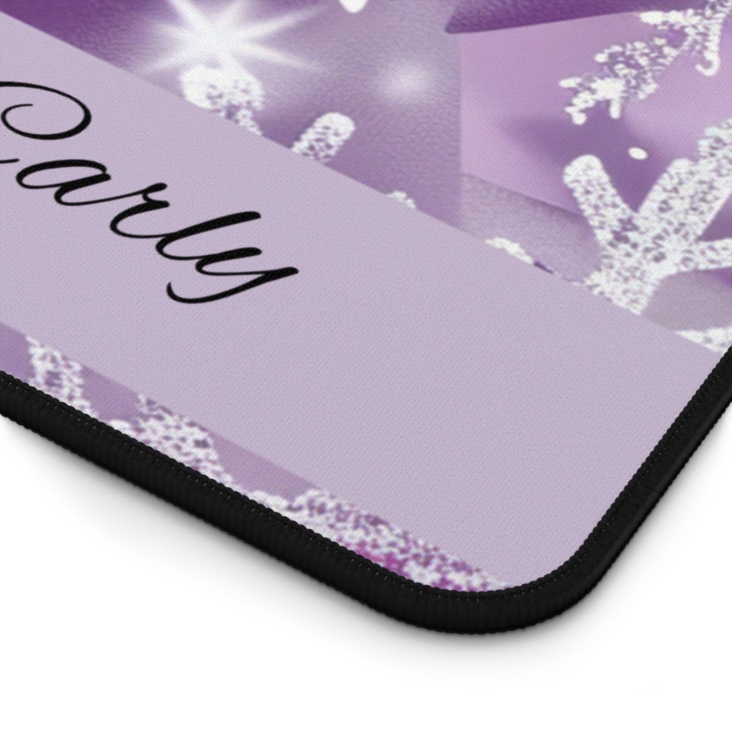 Personalized Snowflake Desk Mat, Custom Mouse Pad, Winter Office Decor, Holiday Gift, Purple Snowflakes
