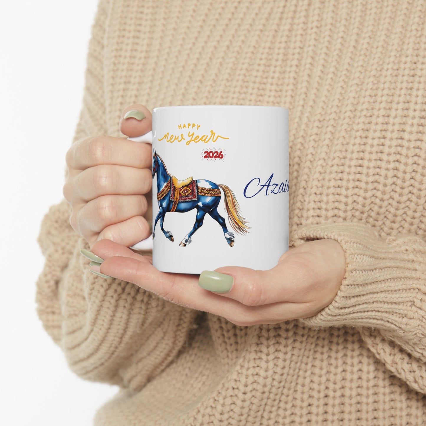Personalized Horse Name Mug — "Azaiah" Ceramic Coffee Cup (11oz, 15oz)