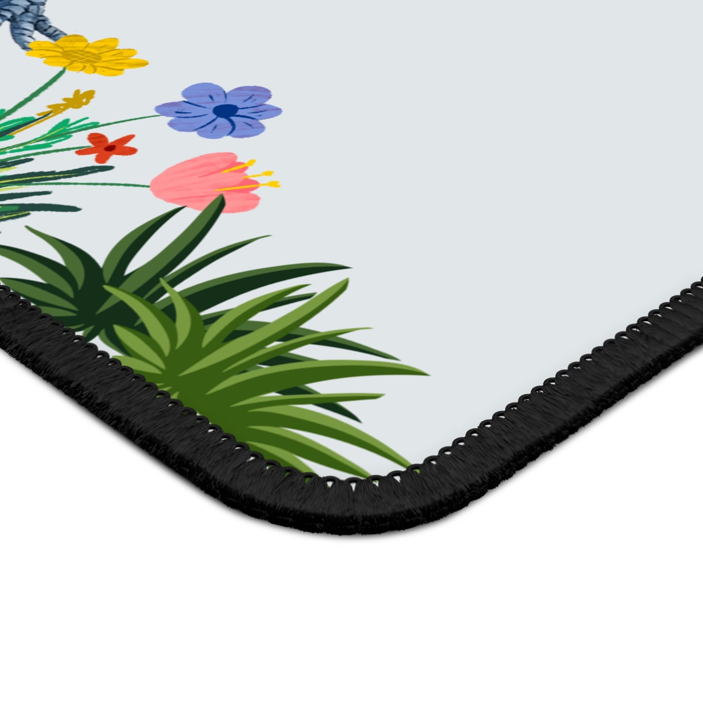 Rooster Ceramic Blue Floral Gaming Mouse Pad — Farmhouse Kitchen Desk Mat