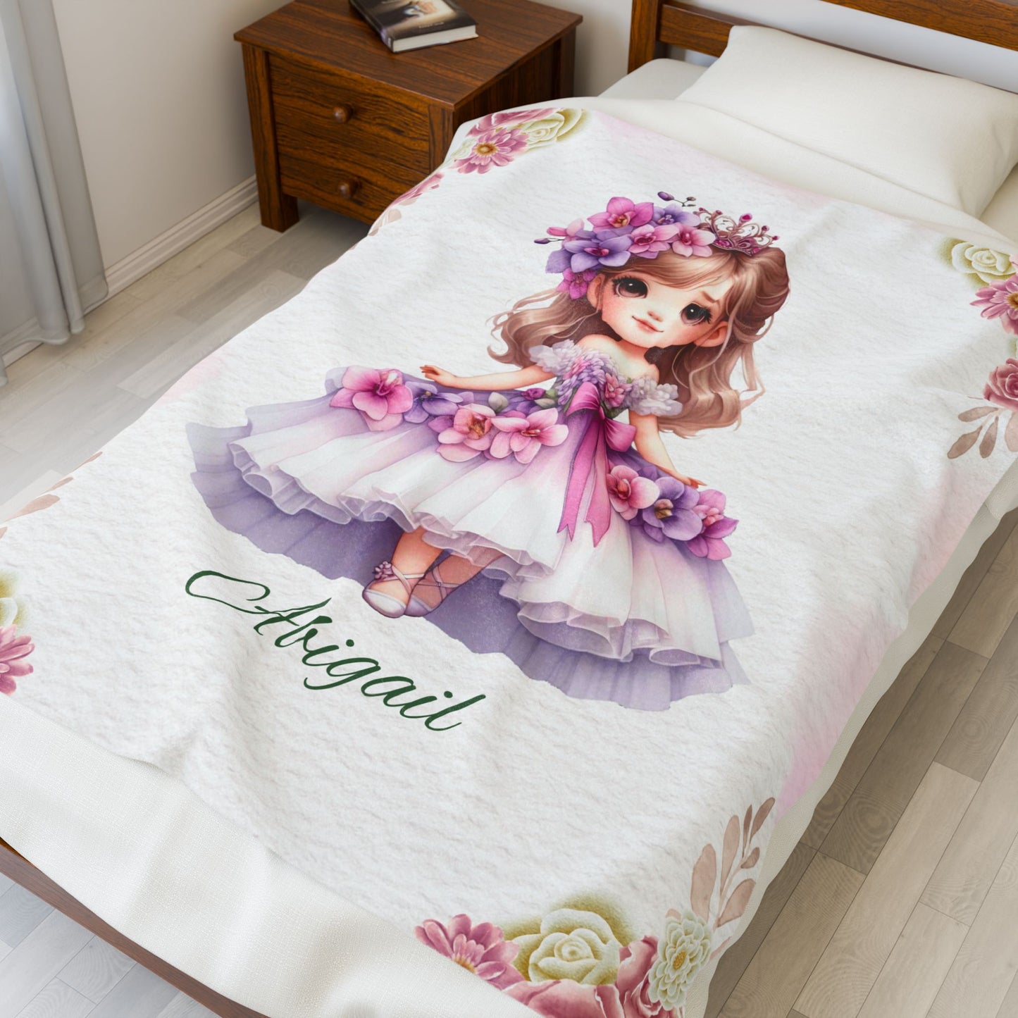 Personalized Velveteen Plush Blanket - Custom Flower Girl Gift, Kid's Blanket, Cozy Throw, Nursery Decor, Birthday Present