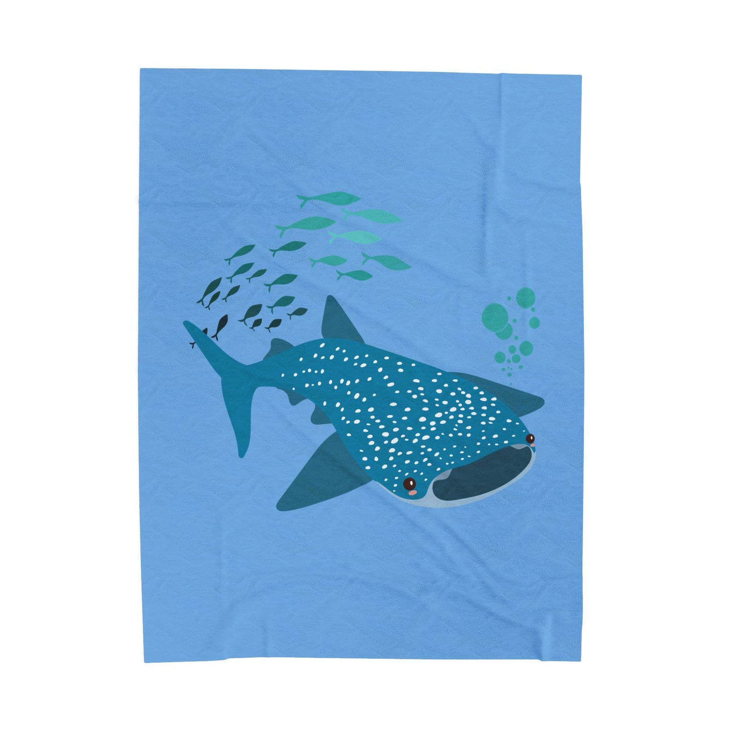 Whale Shark school of fish and buddles Velveteen Plush Blanket