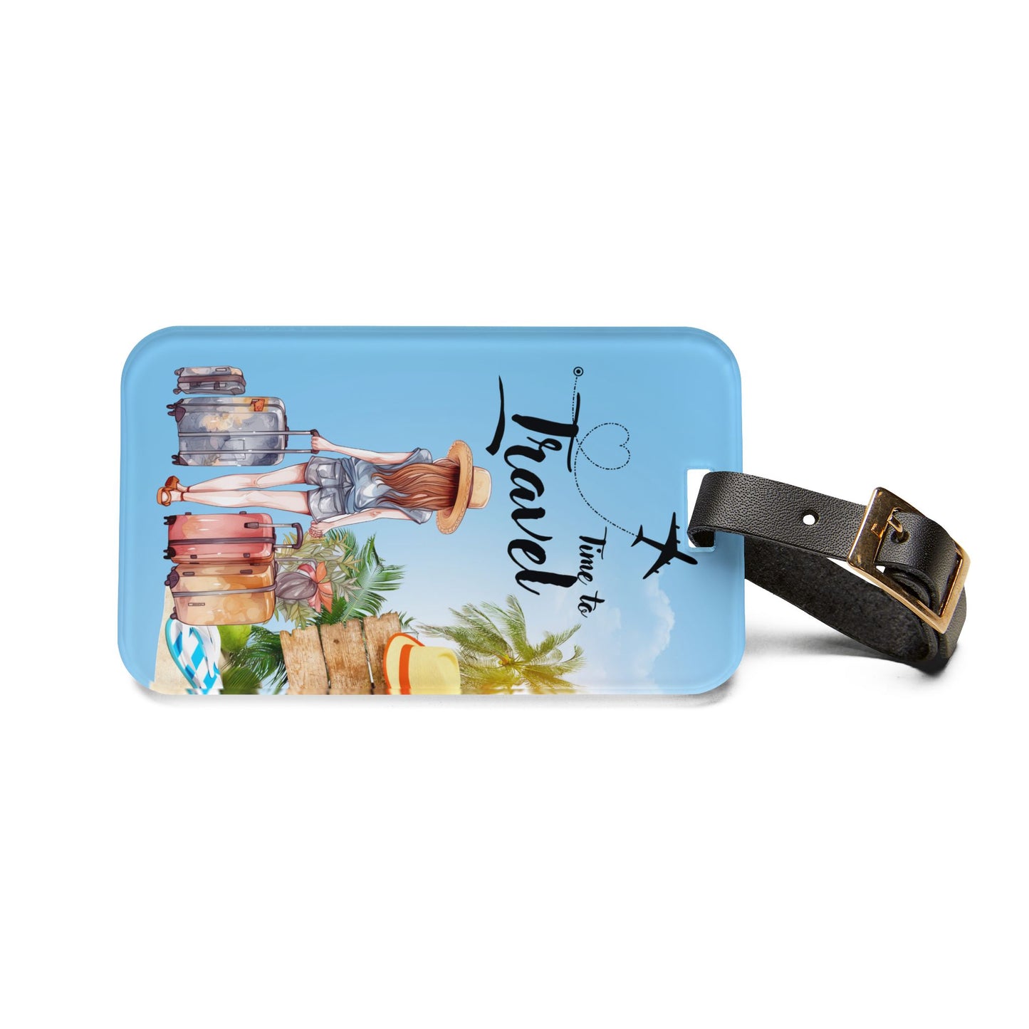 Time to Travel Luggage Tag — Beach Vacation Passport ID Tag