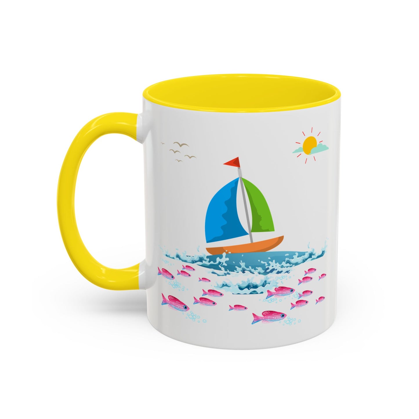 Sailboat and Red fish Coffee Mug