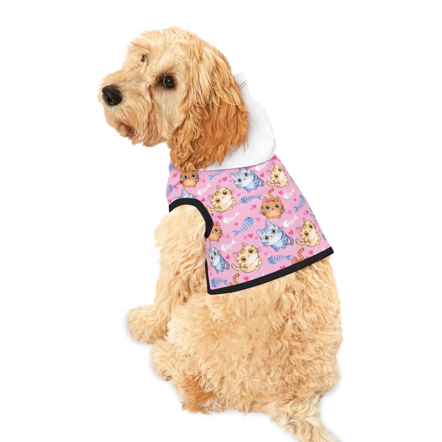 Cute Kitty Print Pet Hoodie - Pink Cat Pattern Dog & Cat Hoodie
