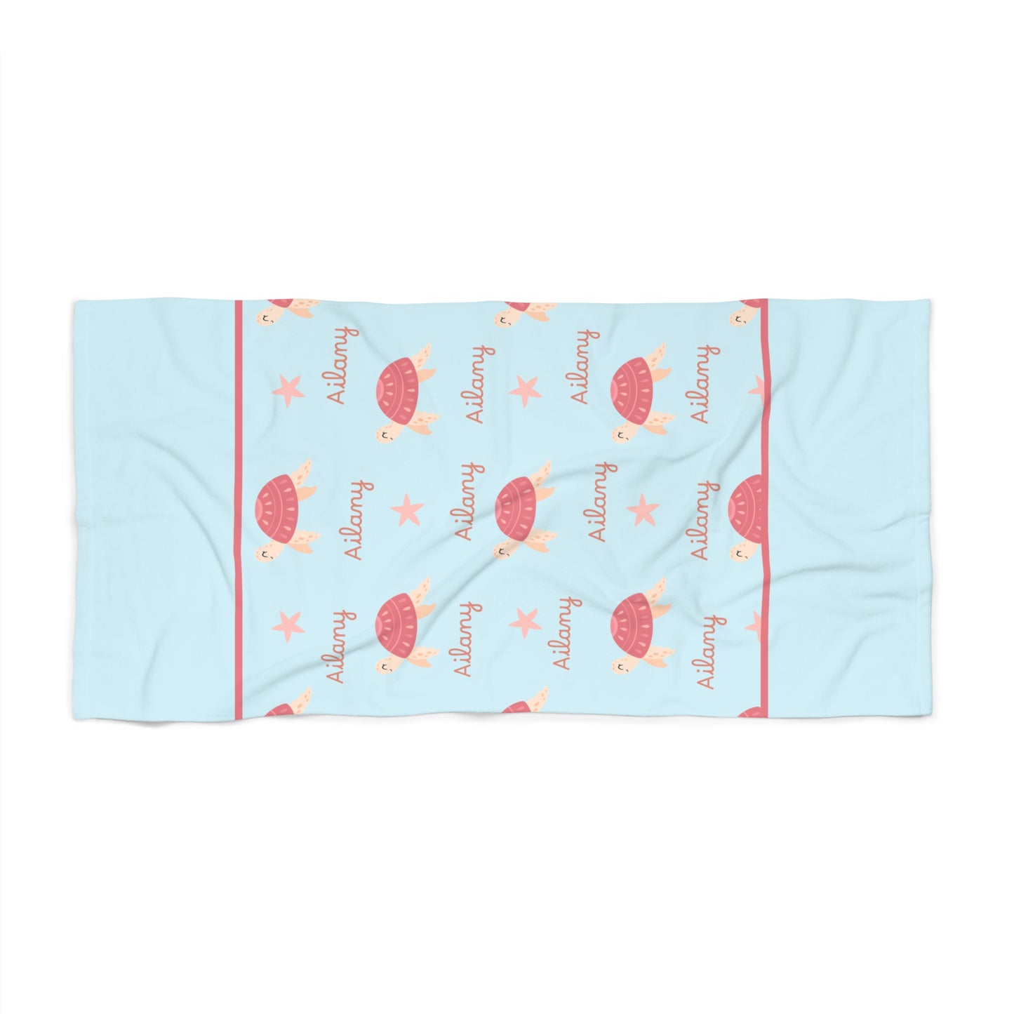Sea Turtle Beach Towel – Personalized "Aubrey" Coastal Kids Towel