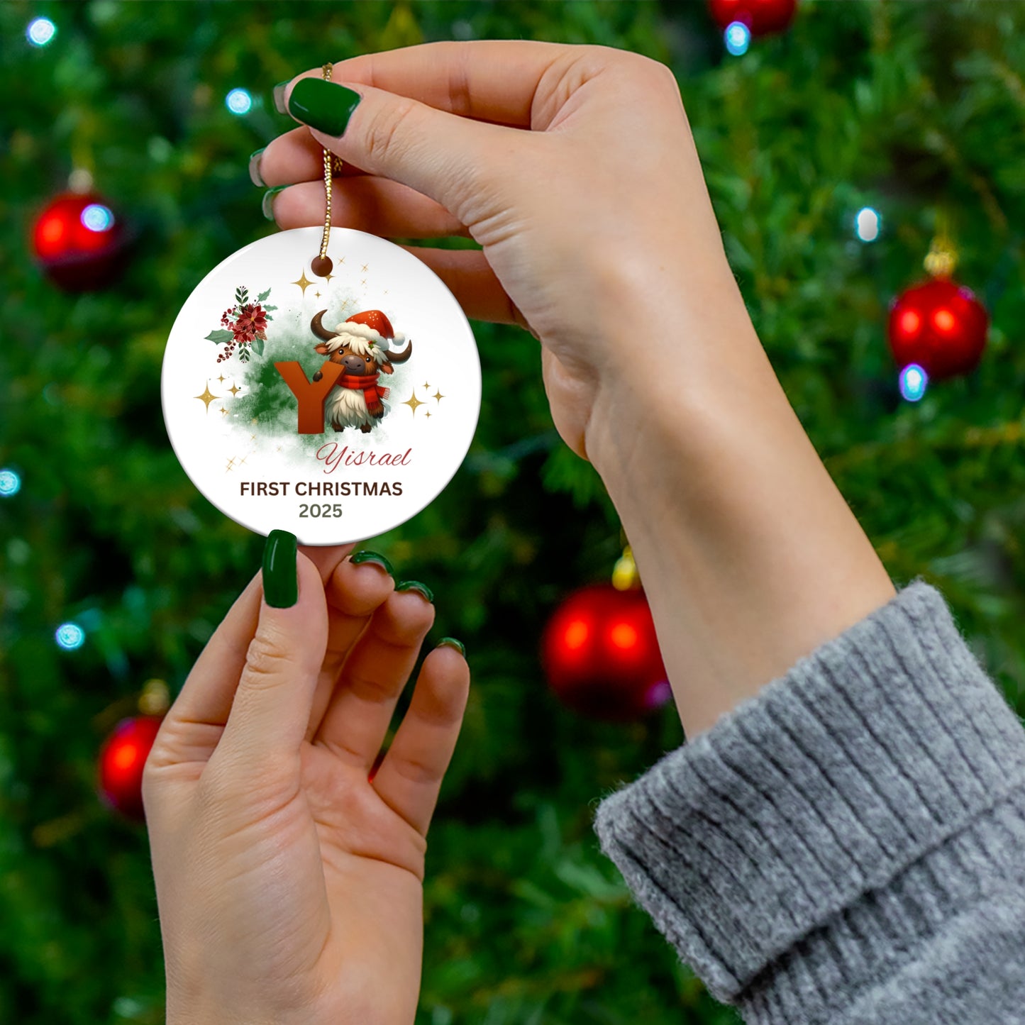 Personalized Ceramic Ornament, Custom Christmas Decoration, Unique Holiday Keepsake, First Christmas Ornament 2025, Gift for New [...]