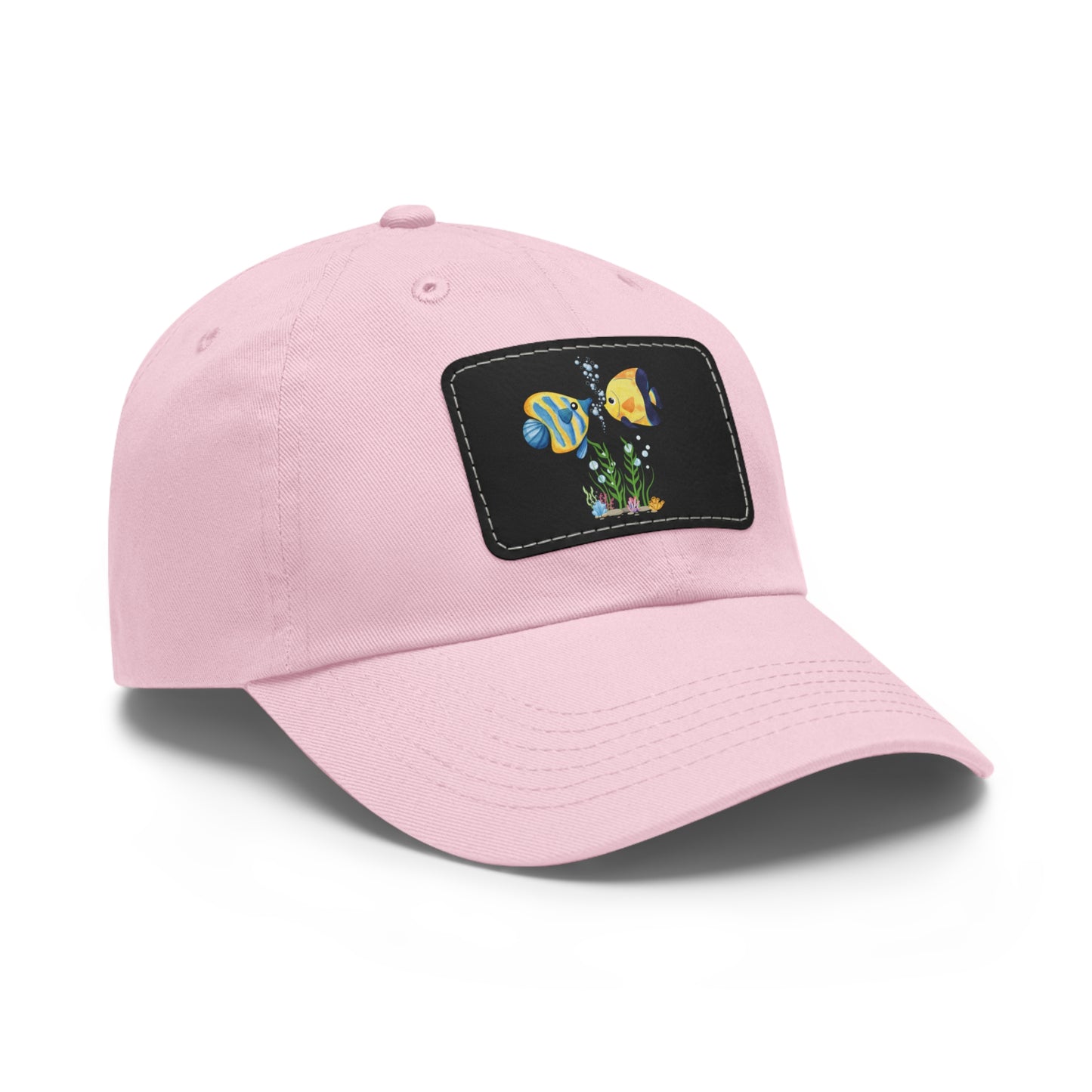 Two fish greet in underwater Dad Hat with Leather Patch (Rectangle)