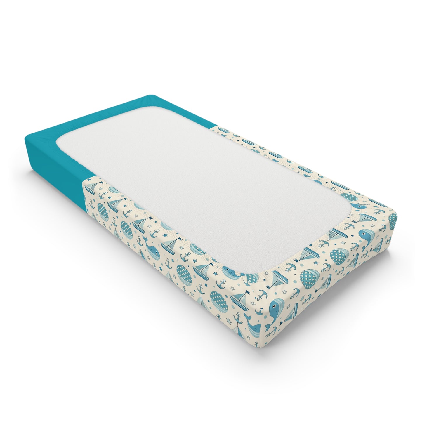Baby Changing Pad Cover – Nautical Whale & Sailboat Pattern (Personalizable)