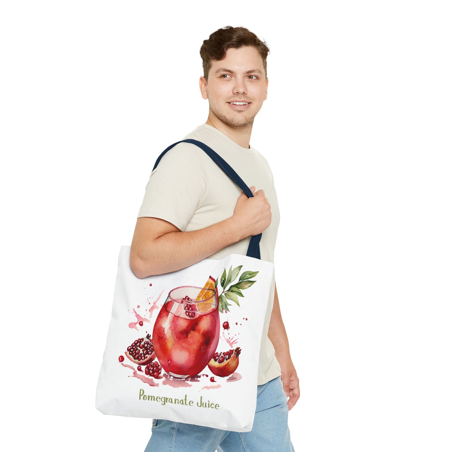 Pomegranate Juice Tote Bag — Watercolor Fruit Canvas Tote