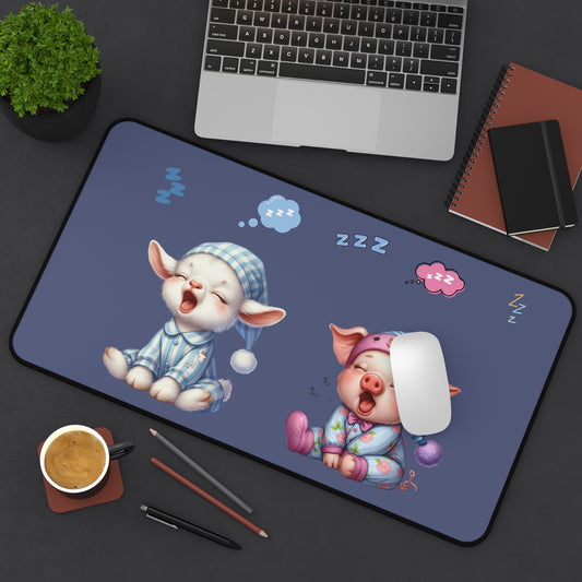 Cute Animal Desk Mat with Sleepy Pigs Design, Ideal for Home Office, Student Workspace, Gift for Animal Lovers, Cozy Decor