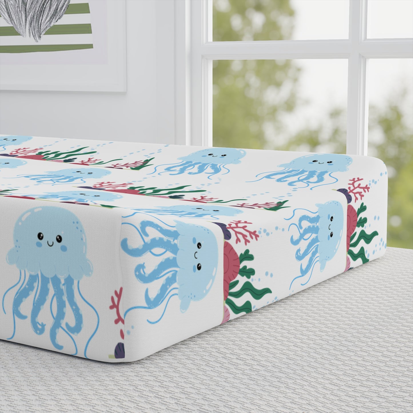 Octopus Ocean Baby Changing Pad Cover — Cute Blue Sea Creature Nursery