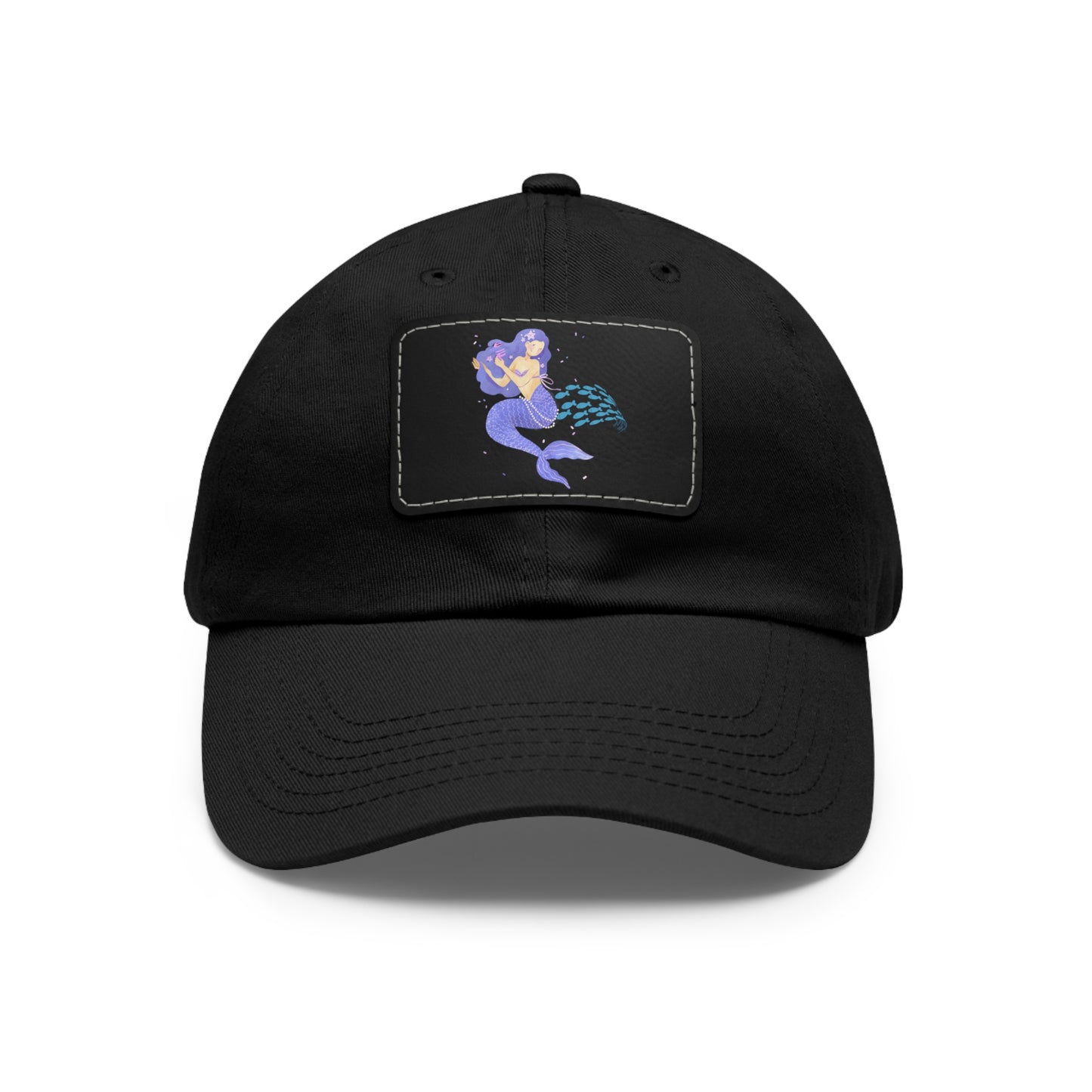 The mermaid and her school fish Dad Hat with Leather Patch (Rectangle)