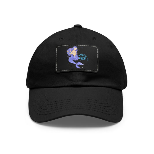 The mermaid and her school fish Dad Hat with Leather Patch (Rectangle)