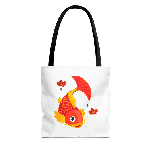 Goldfish with flowing fins and red blossoms Tote Bag