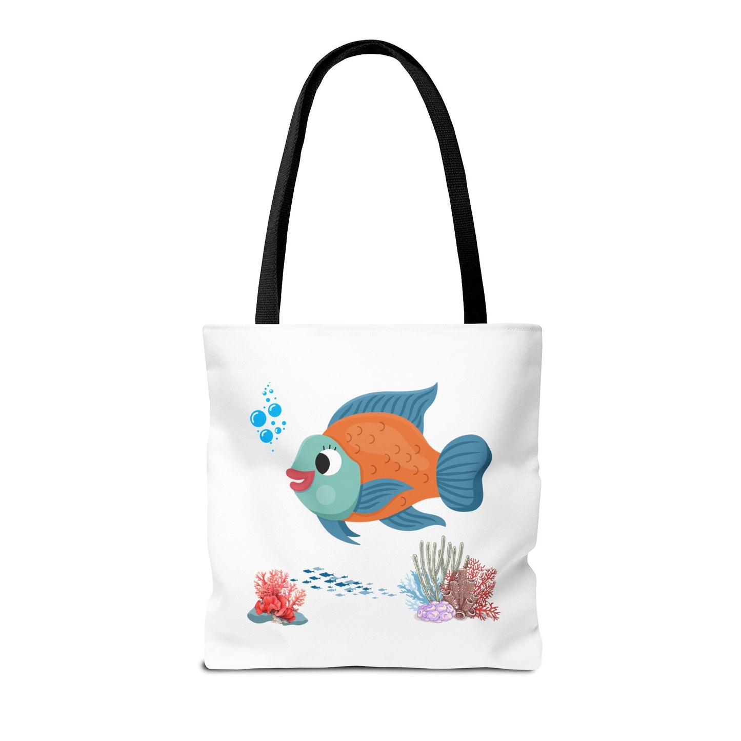 Orange and blue fish with coral and bubble Tote Bag