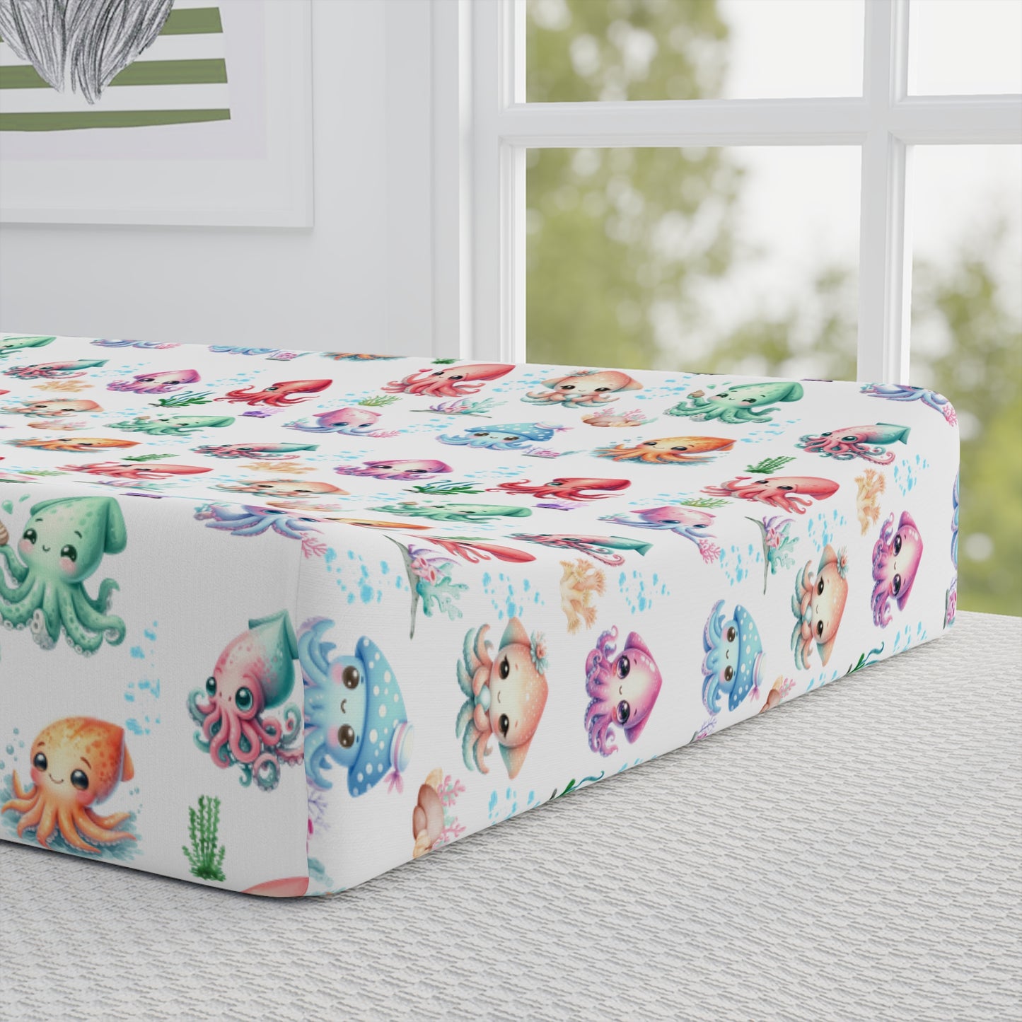 Floral Watercolor Baby Changing Pad Cover — Soft Breathable Nursery Protector