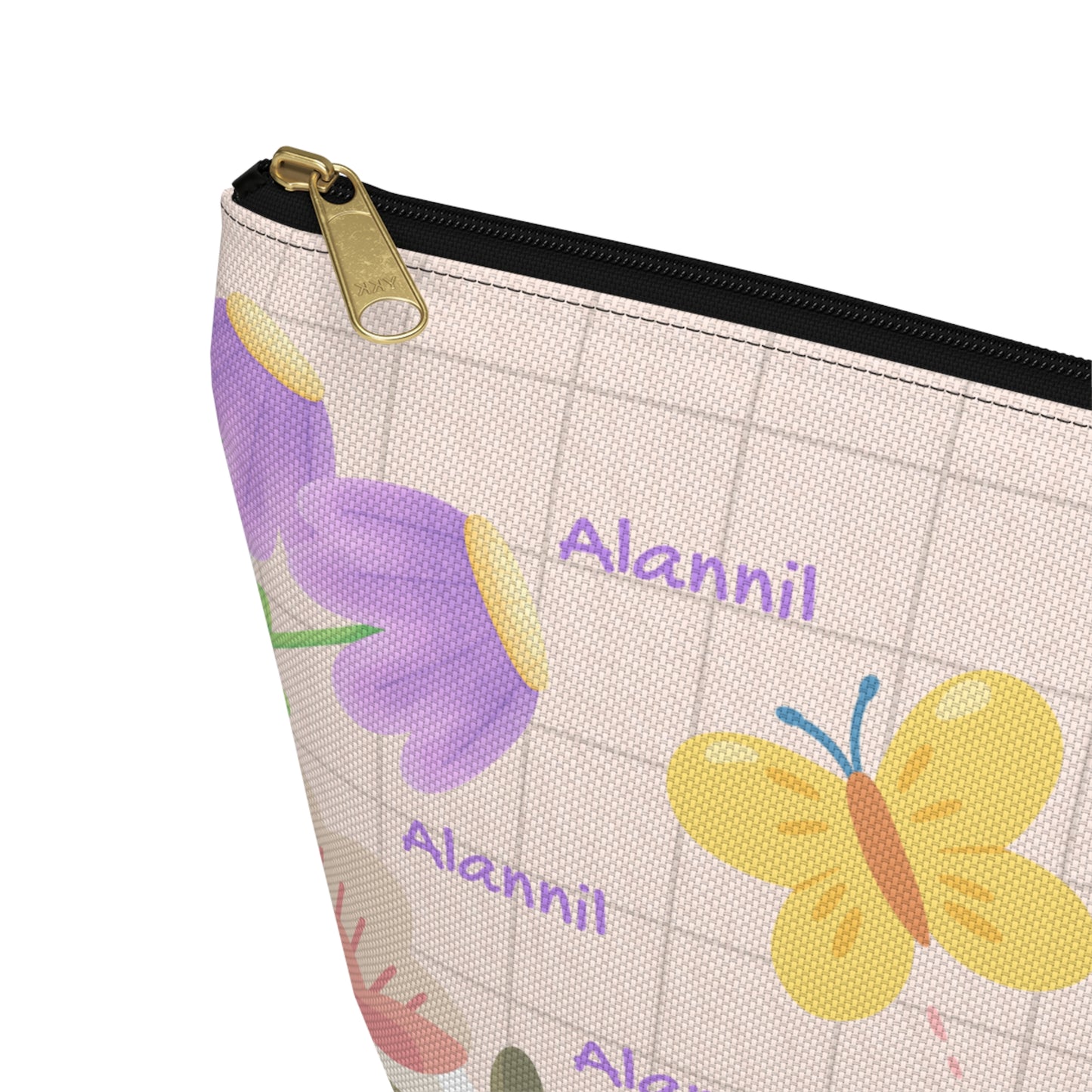 Floral Butterfly Accessory Pouch — Personalized T-Bottom Makeup Bag