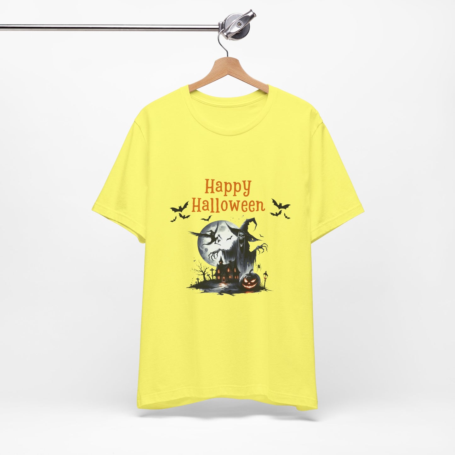 Happy Halloween Unisex Tee, Spooky T-Shirt, Halloween Gift, Fall Wardrobe Essential, Ghosts and Ghouls Vibe