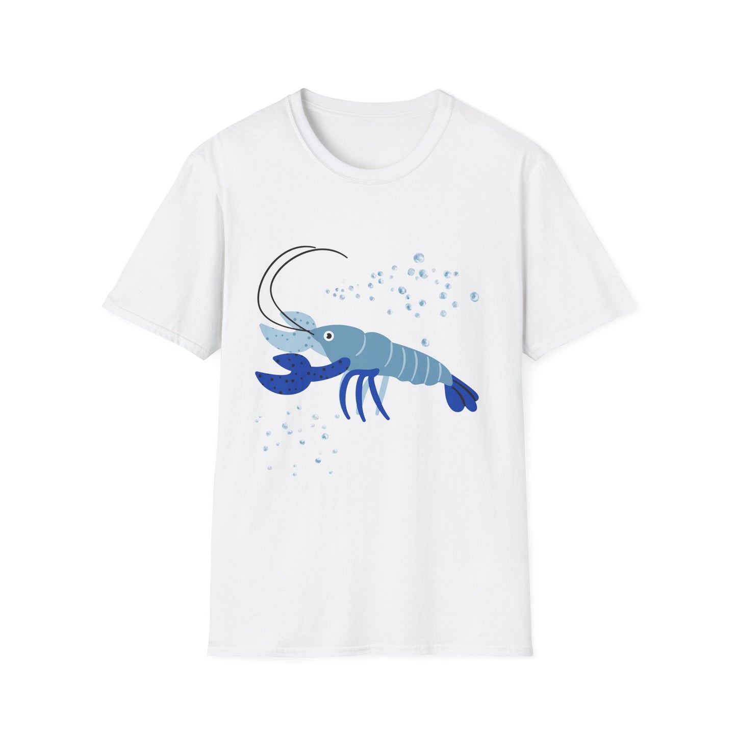 Blue Lobster Unisex Softstyle T-Shirt, Seafood Lover Tee, Summer Casual Wear, Beach T-Shirt, Gift for Foodies