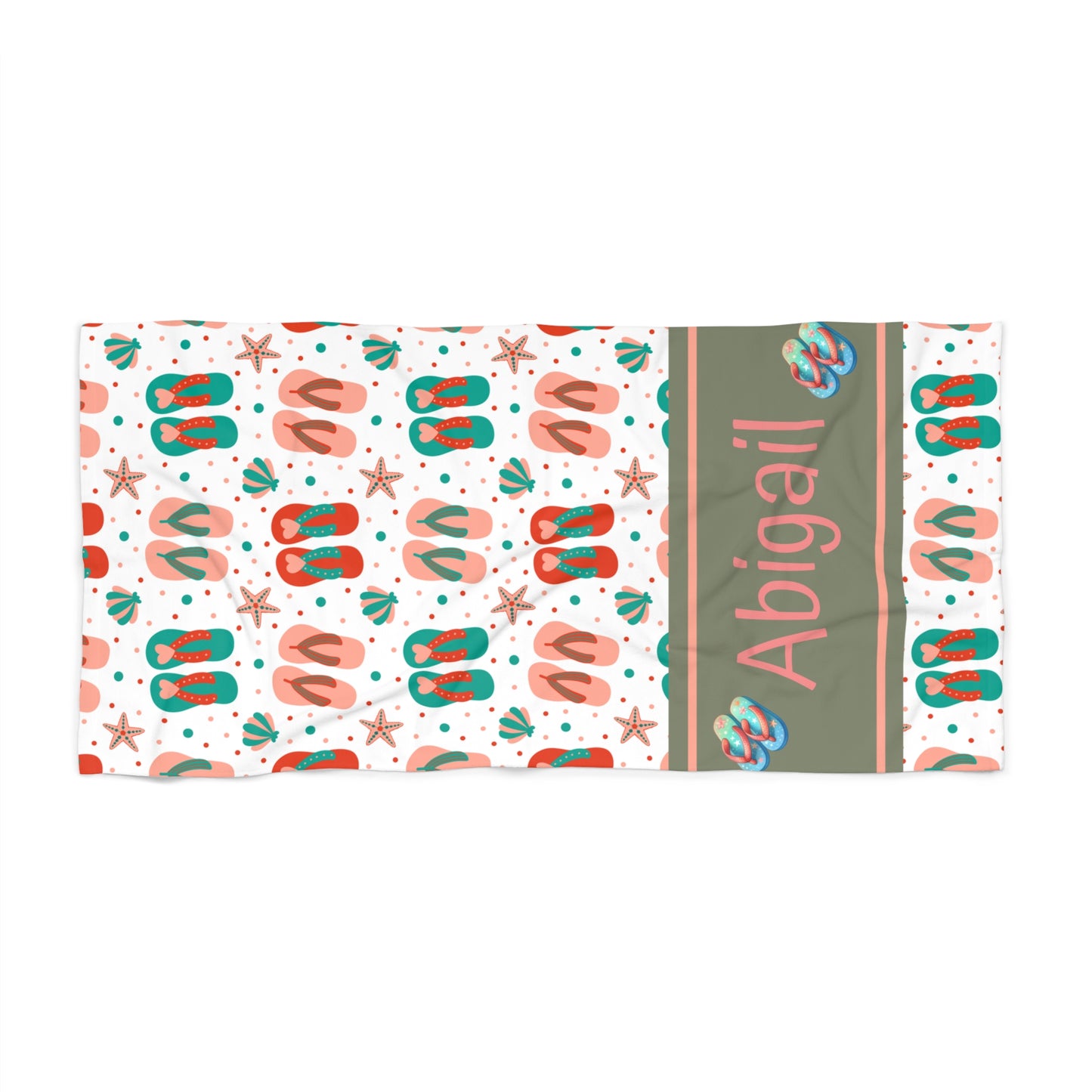 Personalized Flip-Flop Beach Towel — Custom Name Summer Towel