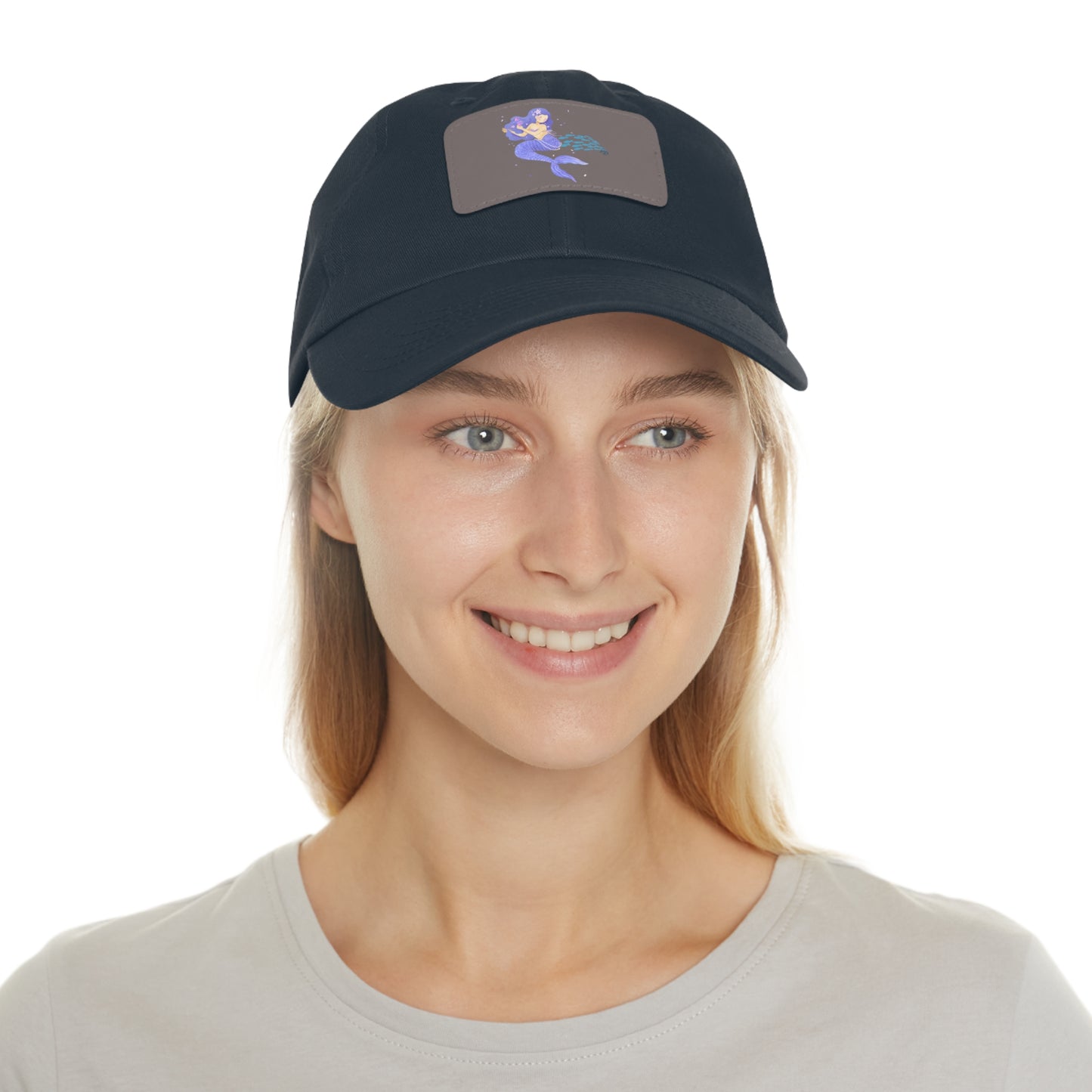 The mermaid and her school fish Dad Hat with Leather Patch (Rectangle)