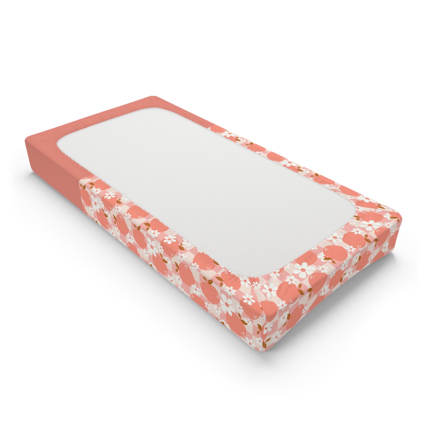 Peach Blossom Baby Changing Pad Cover — Floral Nursery Waterproof Fitted Sheet