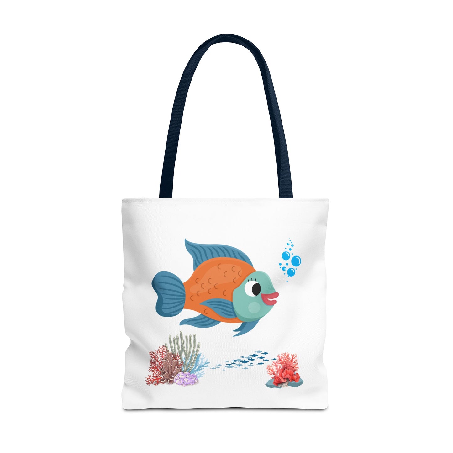 Orange and blue fish with coral and bubble Tote Bag