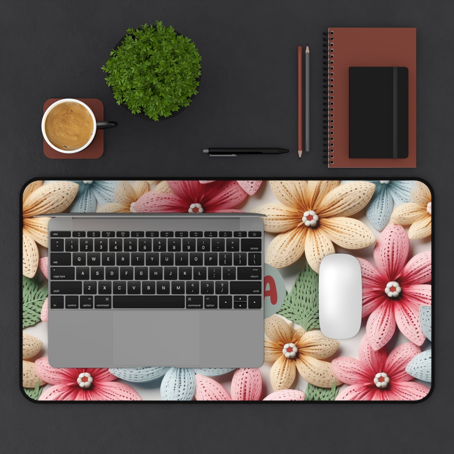 Mama Floral Desk Mat — Colorful Knitted Flower Mouse Pad for Mom, Mother's Day Gift