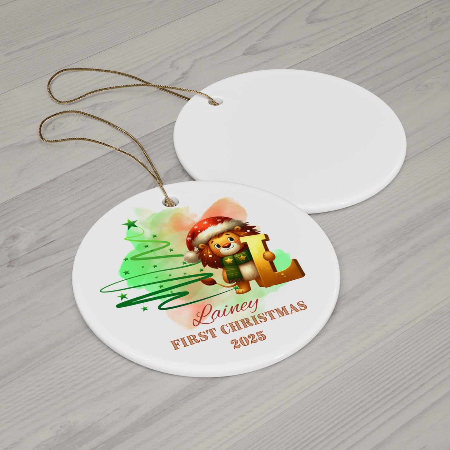 Personalized First Christmas Ornament, Kids Christmas Decor, Unique Holiday Gift, Custom Family Keepsake, Cute Lion Design
