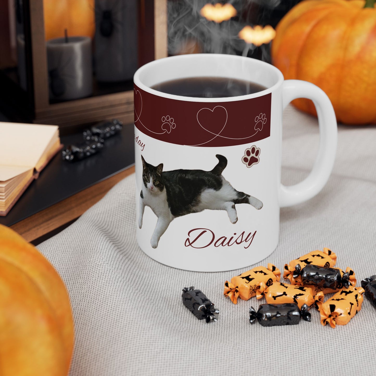 Have a Nice Day Cat Mug — Cute Paw Print Ceramic Coffee Cup (11oz/15oz)